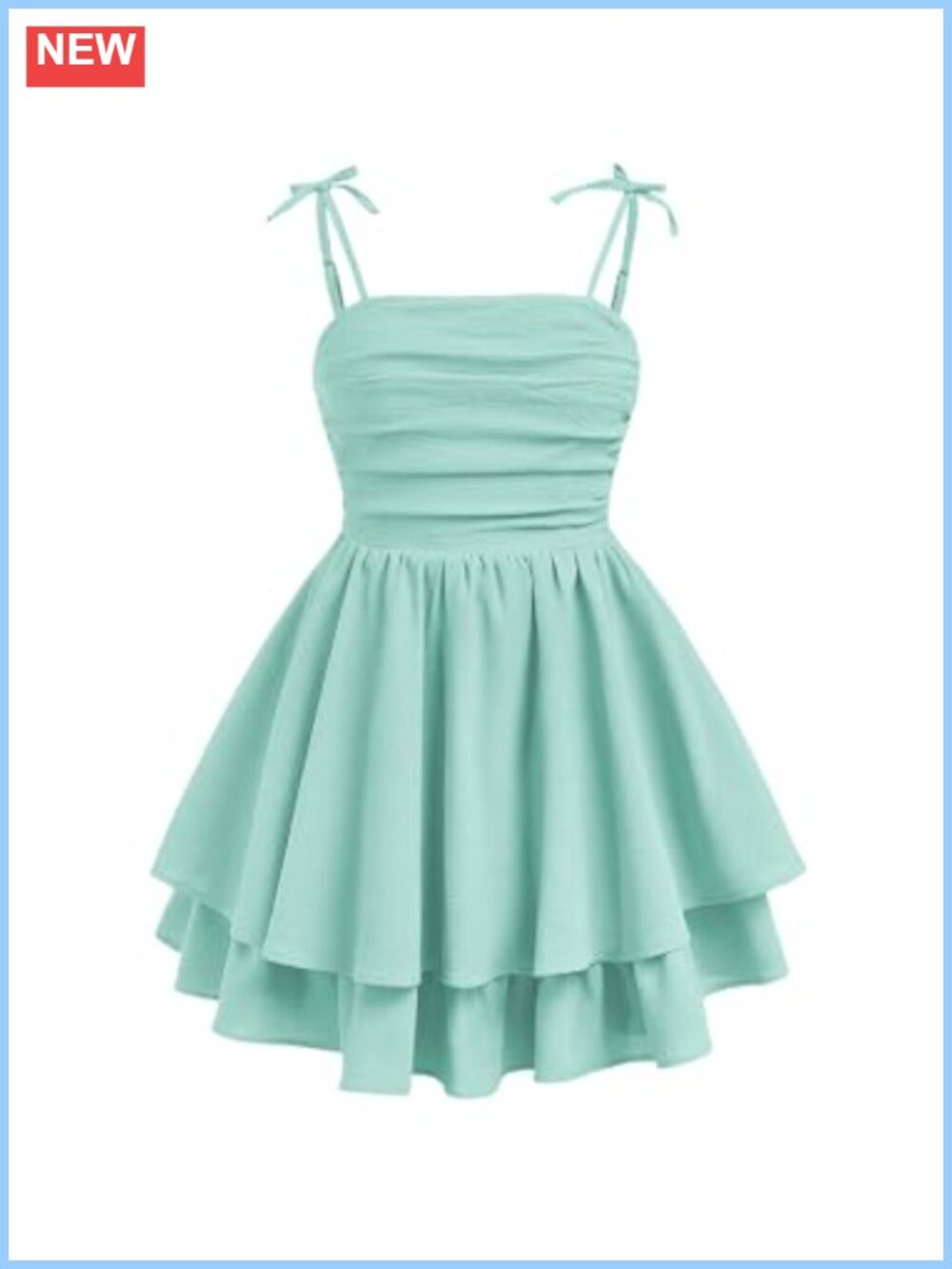 Girls Smocked Ruched A-Line Flowy Layered Cami Dress